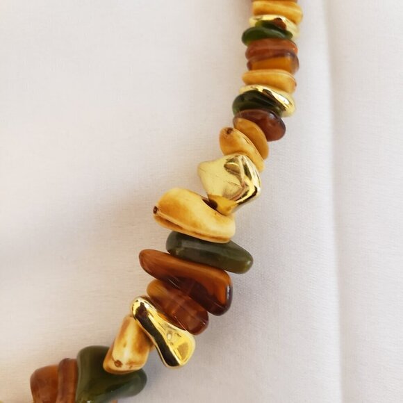Tiger Eye Polished Gemstone Nuggets/Chips Necklace, 18 Inches - Picture 3 of 7
